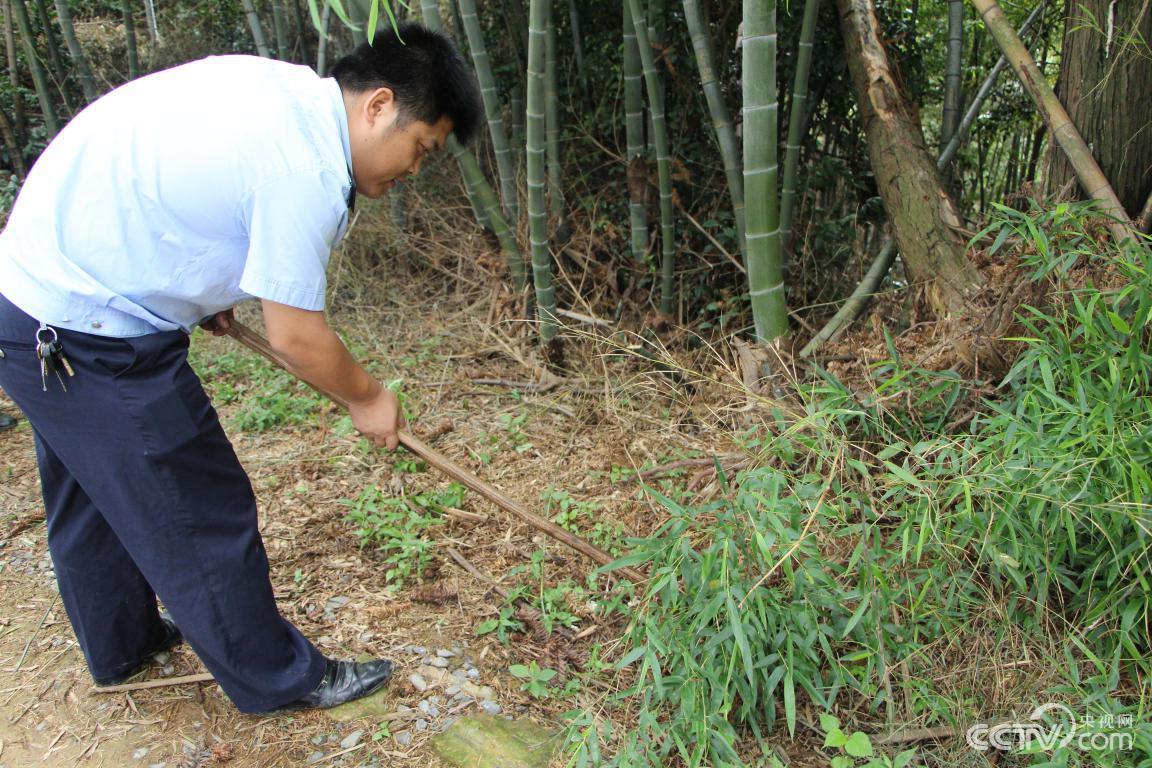 王超在保护区外围排查钢丝夹