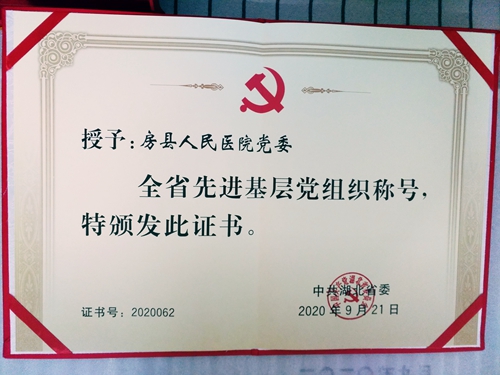 房县人民医院党委荣获省先进基层党组织称号