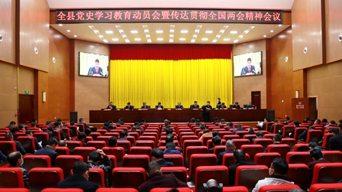 我县召开党史学习教育动员会暨传达贯彻全国“两会”精神会议